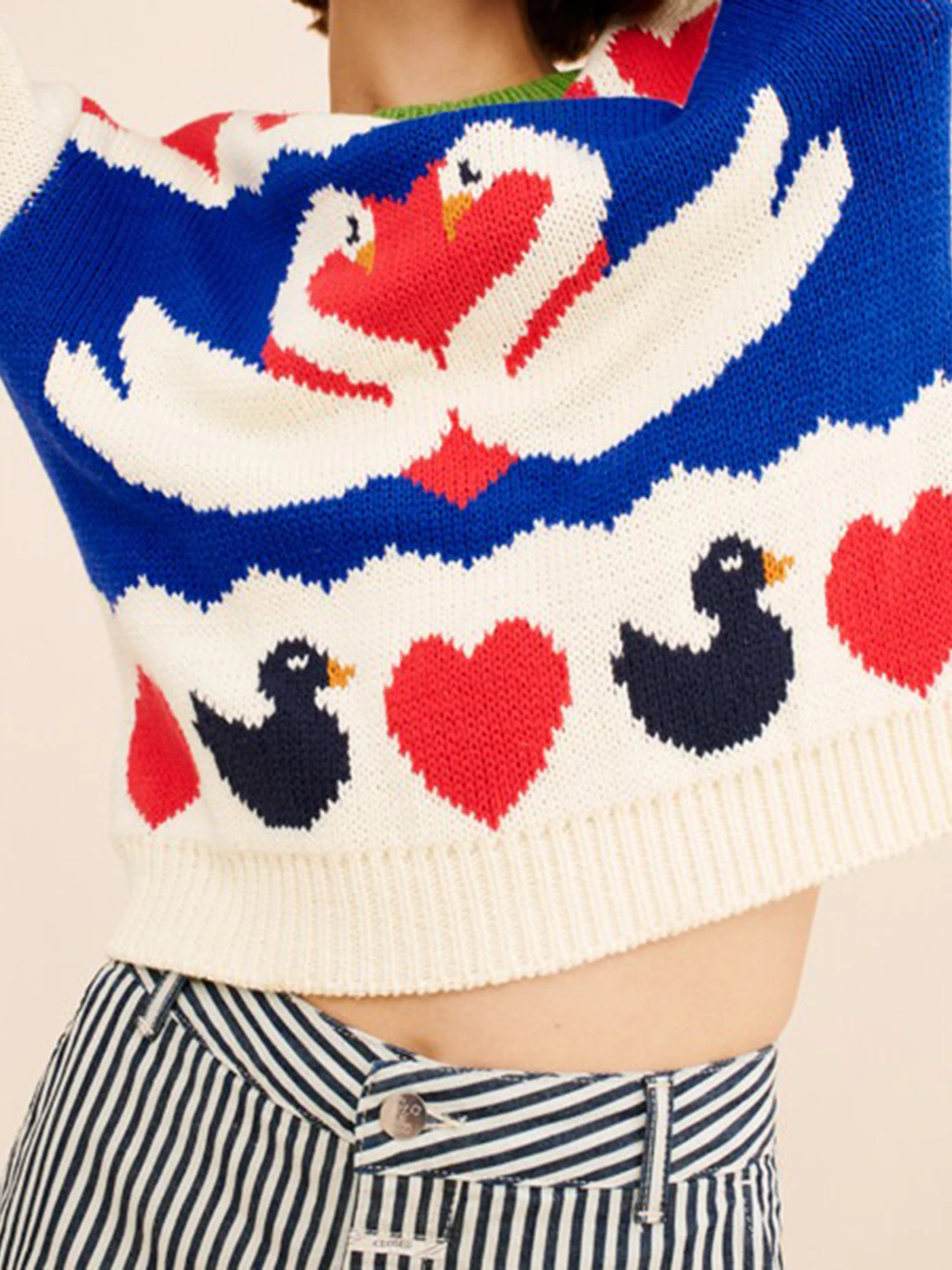 

Women s Cozy Winter Sweater Oversized Casual Deer Print Ribbed Trim Crew Neck Long Sleeve Knit Pullover Sweater Top