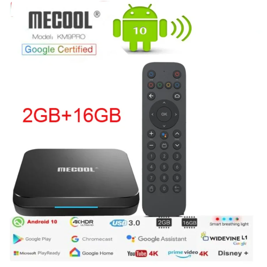 MECOOL KM9 PRO Classic Android TV Box 2GB 16GB 4K HDR Android 10 Amlogic S905X2 Media Player Google Certified TV Box  Prefix