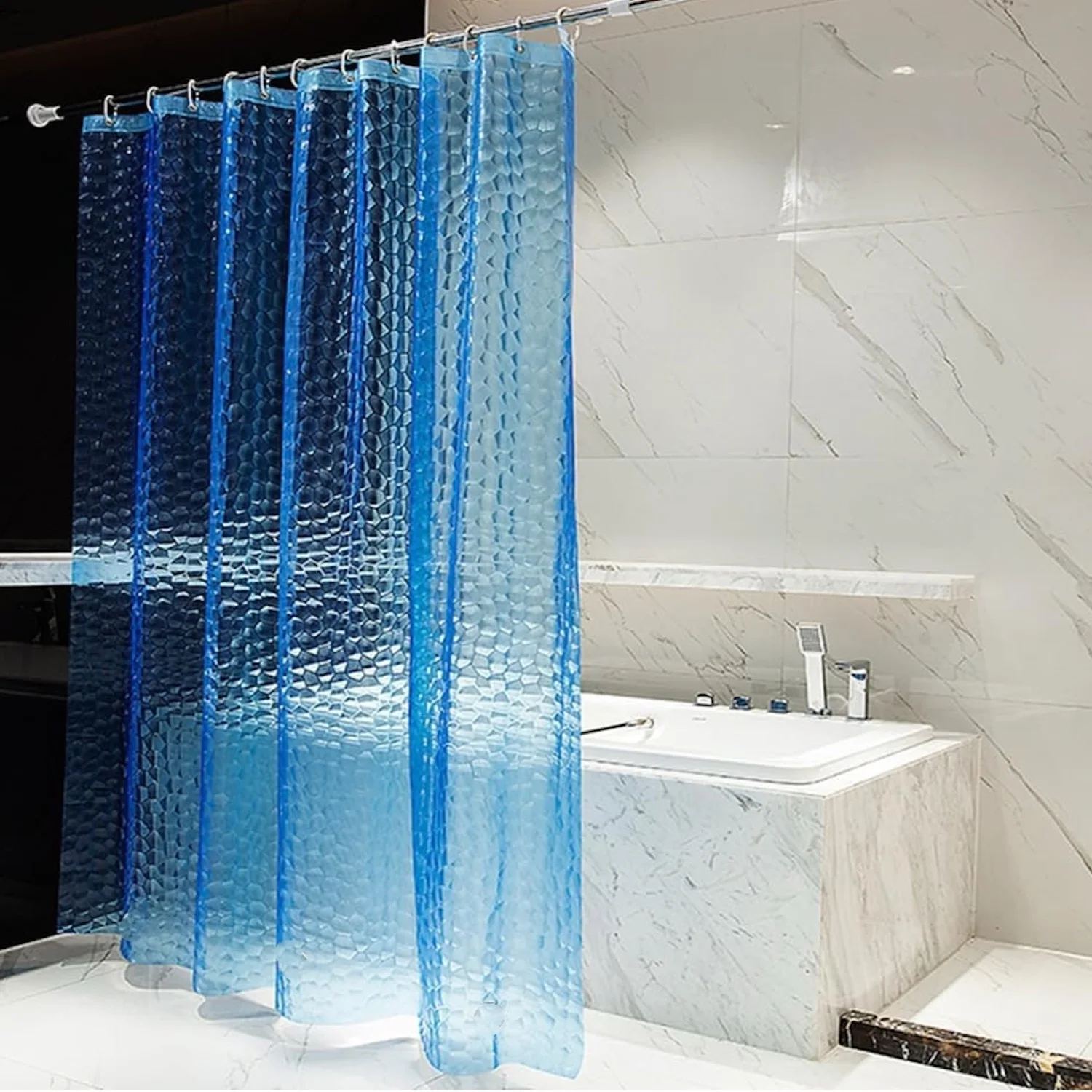 

1 шт. 3D вкладыш для занавески для душа с пластиковыми крючками, 71*71 дюйма/180*180 см водонепроницаемая пластиковая занавеска для ванной, роскошная занавеска для ванной комнаты