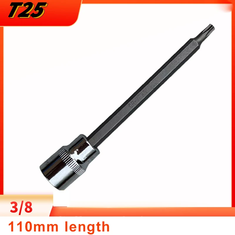 1pcs 110mm Extra Long Spanner Tamper Proof Torx Star Bit Socket Nuts 3/8 Inch Square Impact Driver Wrench Tool T30 T40 T45 T50