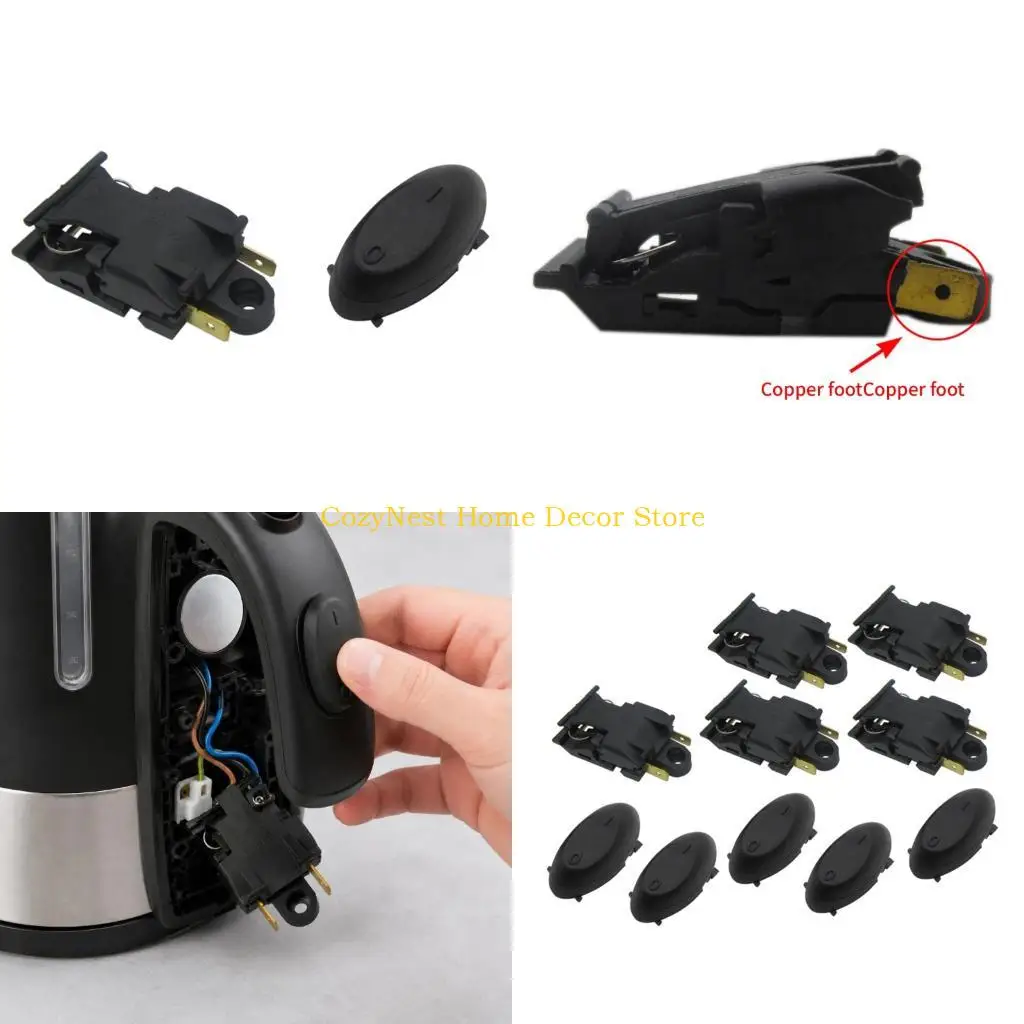 92MF Water Boiler 16A Replacement Control Switches with Black Housing Metal Contacts and Matching Service Cap for Repair