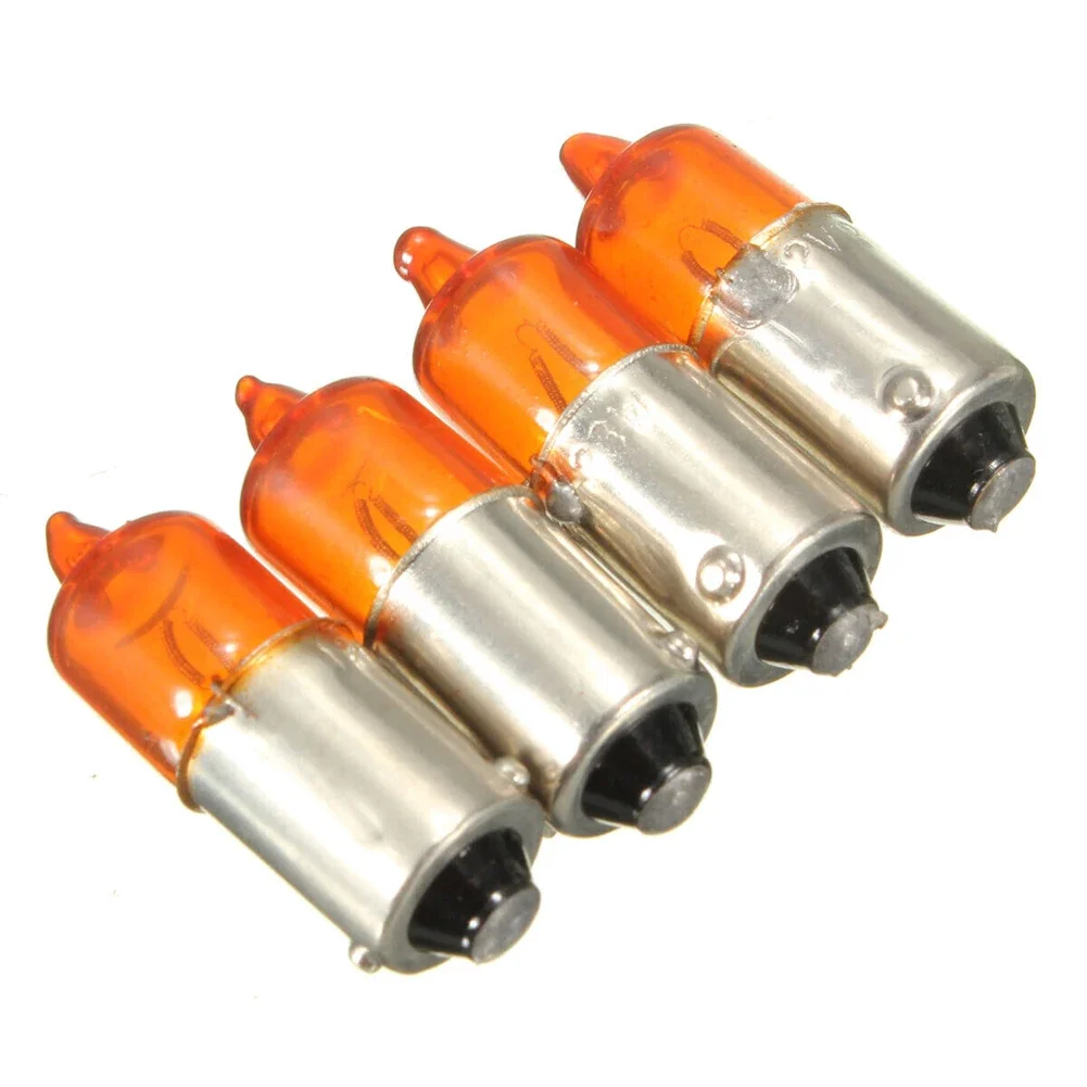 4PCS Motorcycle Mini Indicator Bulbs Halogen BA9S Base Amber 12v 21w Replacement Parts Super Bright Turn Signal Bulbs