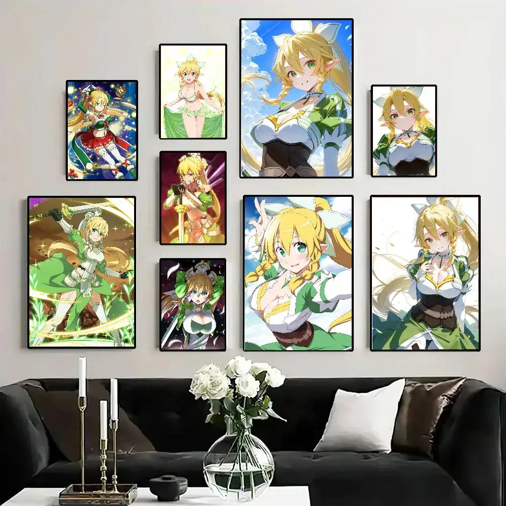 Pósteres de arte en línea con animación de hojas y diseño S-Word A-Art, para sala de estar, bar, cafetería, lienzo de calidad, estilo vintage, pintura de cómics, arte decorativo para pared del hogar
