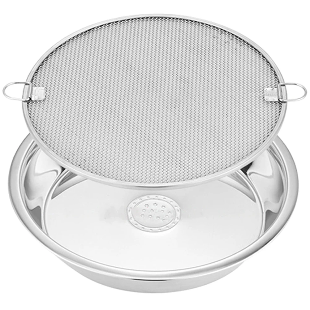 

1 Set Stainless Steel Drain Rack Strainer With Tray Oil Water Filtering Tool For Kitchen Baking Cooling Drying Frying Vegetable