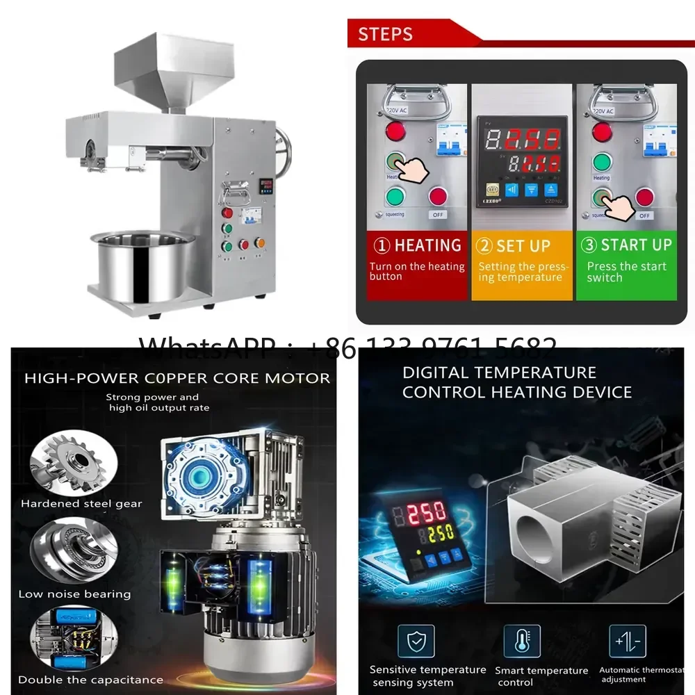 WSQ Home Automatic Grade Hot Cold Oil Processing Machine Soybean Coconut Oil Extraction Groundnut Sunflower Oils Press