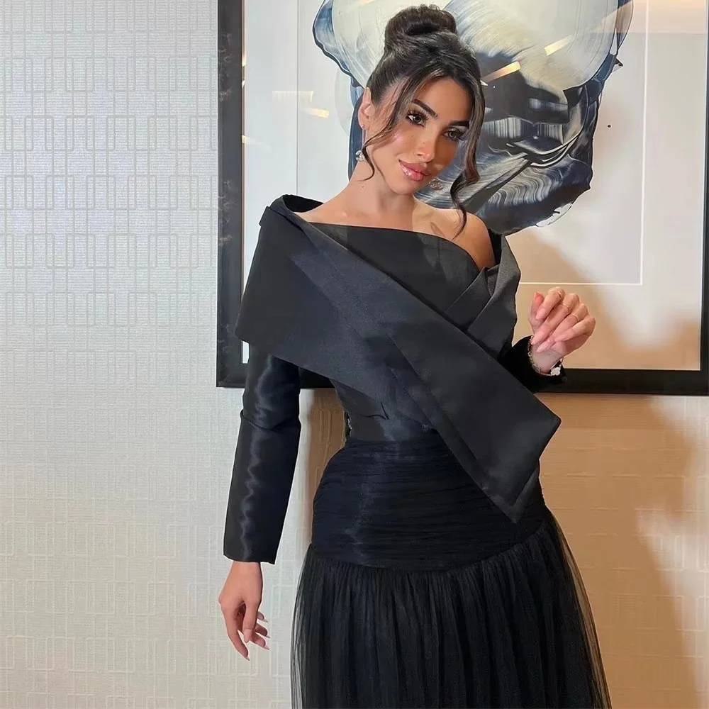 Aangepaste prachtige a-lijn ruches dames galajurk boothals charmante halve mouw vloerlengte feestjurk dames avondjurk