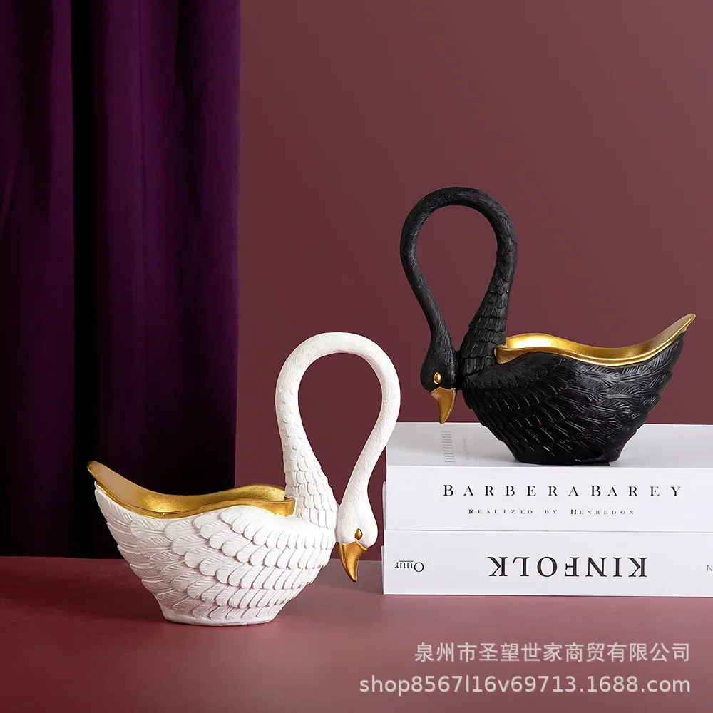 Nordic light luxury foyer key storage resin decorative ornaments, couple swan living room office storage decorations