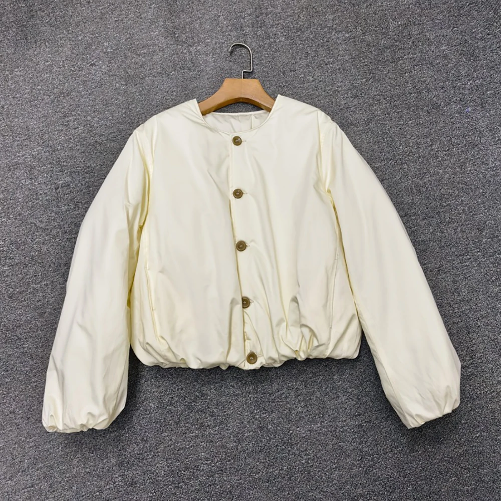 Minimalist Oversized Cropped Cotton Jacket for Women 2026 Early Spring New Arrival Versatile Commuter Padded Coat Y2K Style