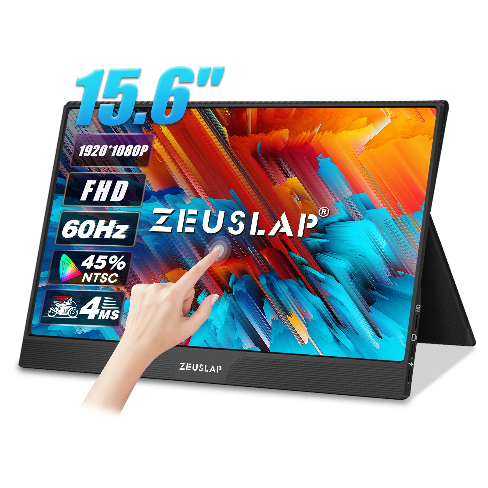 ZEUSLAP Monitor portátil de pantalla táctil FHD IPS de 15,6 pulgadas para teléfono portátil