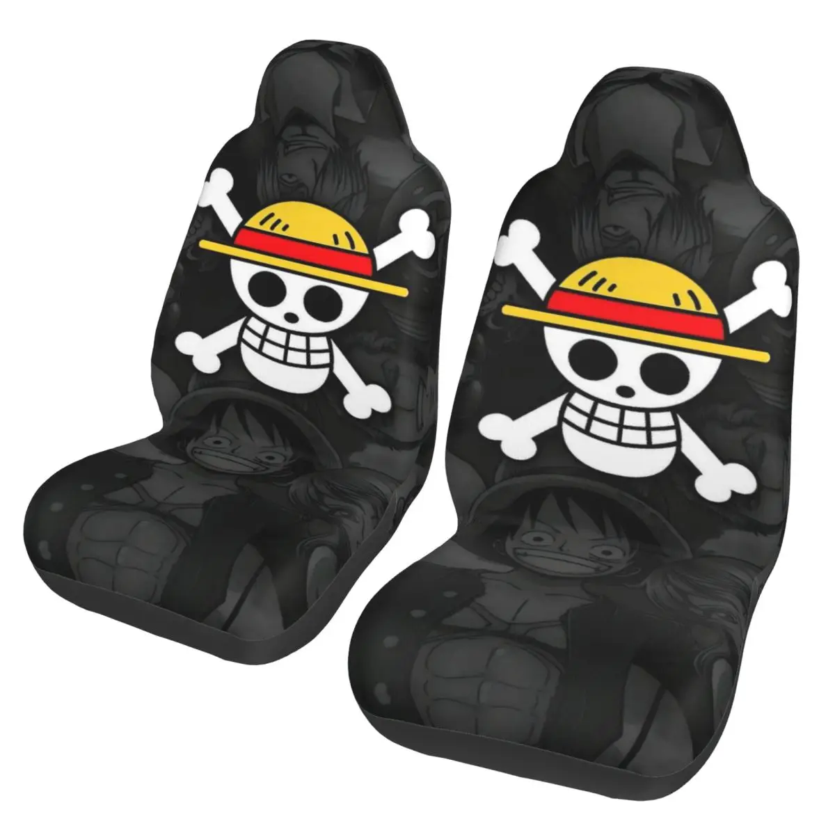 One Piece Strohhut Luffy Totenkopf-Logo Universeller Autositzbezug Wasserdicht AUTOYOUTH Autositzbezüge Polyester Jagd