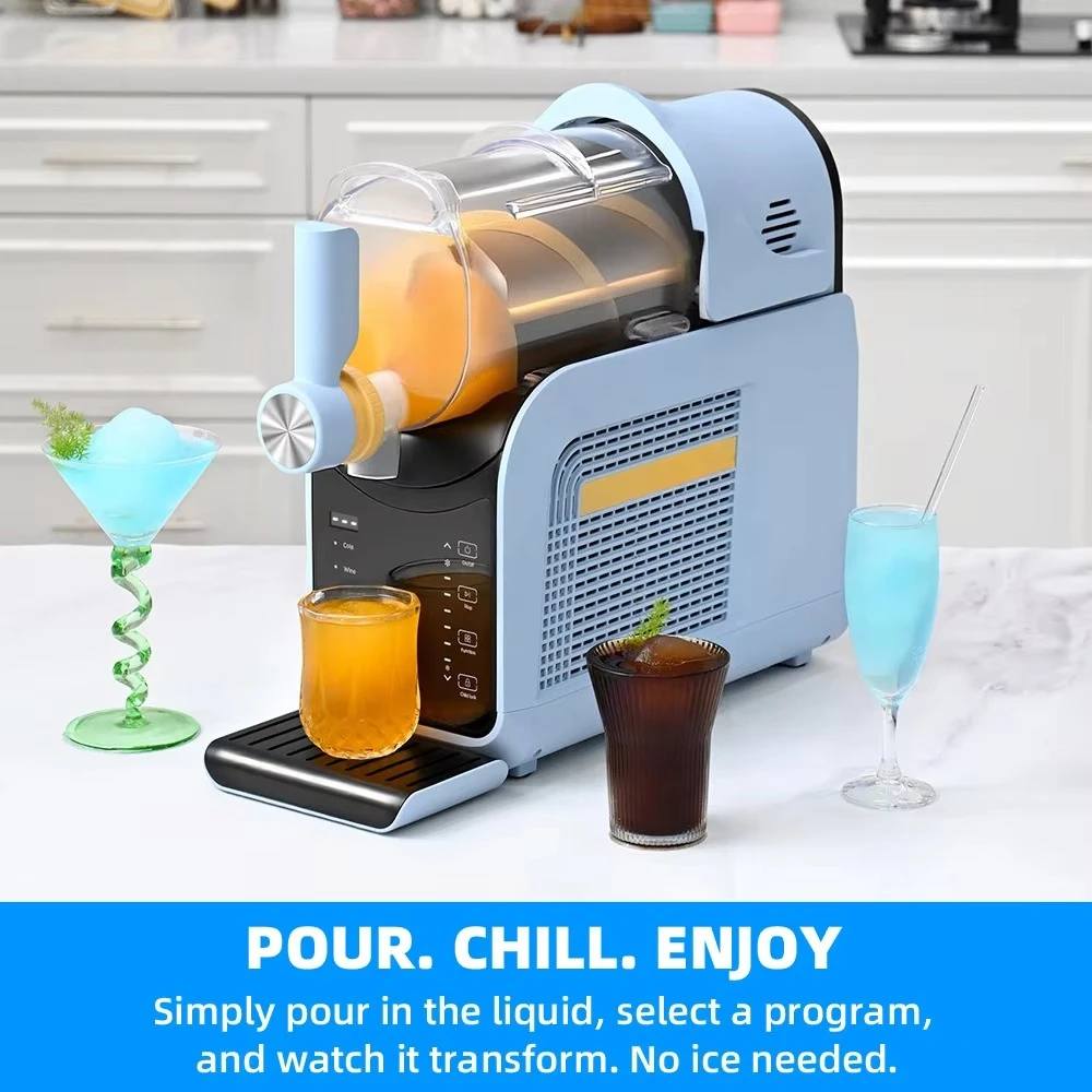 OEM Electric Ice Cream Maker Portable Frozen Slushie Machine 1.8L Transparent Vessel Five Preset Modes for Household Use