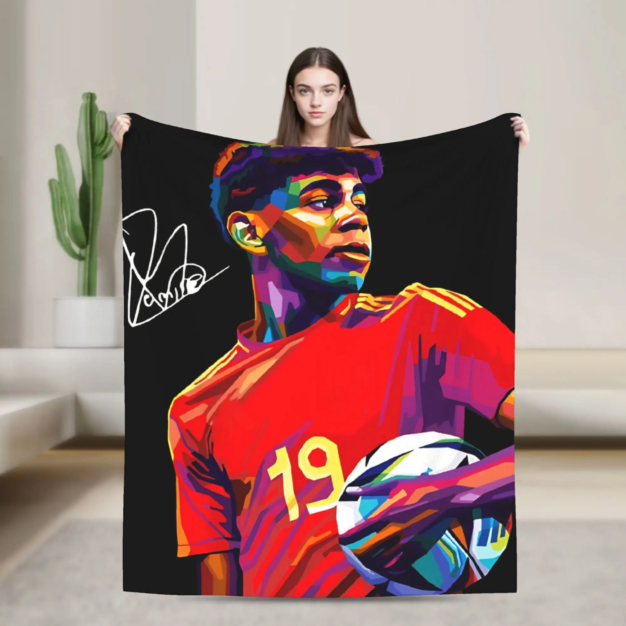 Lamine Y-Yamal Knitted Blankets Number 19 Football Fuzzy Throw Blankets Summer Air Conditioning Printed Lightweight Bedspreads