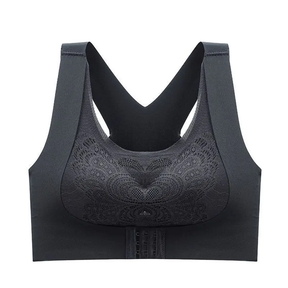 Soutien-gorge push-up sans couture, dos beauté, coupe complète, document solide, haut court, sans anneau en acier, fermeture avant, précieux, haut froncé