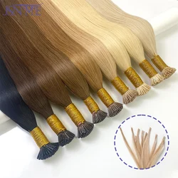 JSNME I Tip Hair Extensions Natural Real Human Hair Fusion Capsule Keratin Hair Extensions Brown Blonde 1g/Strand For Salon