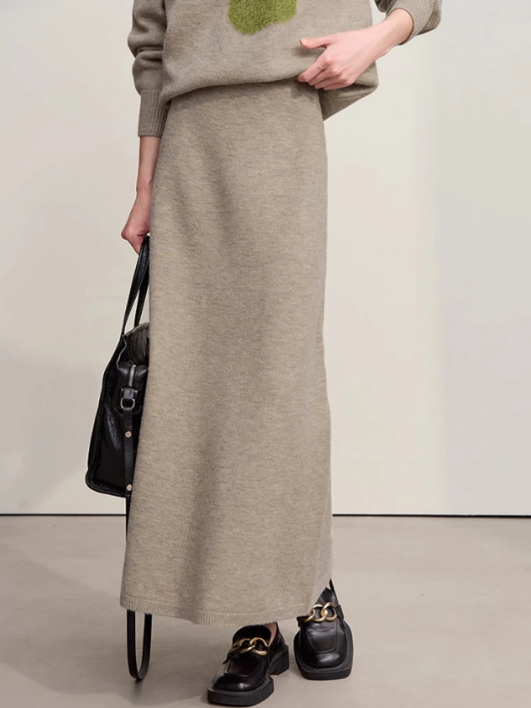 AMII Minimalist Long Skirt 2026 Winter New Solid Color A-Line Skirts For Women Loose Elegant Versatile Woman Clothes 12524049