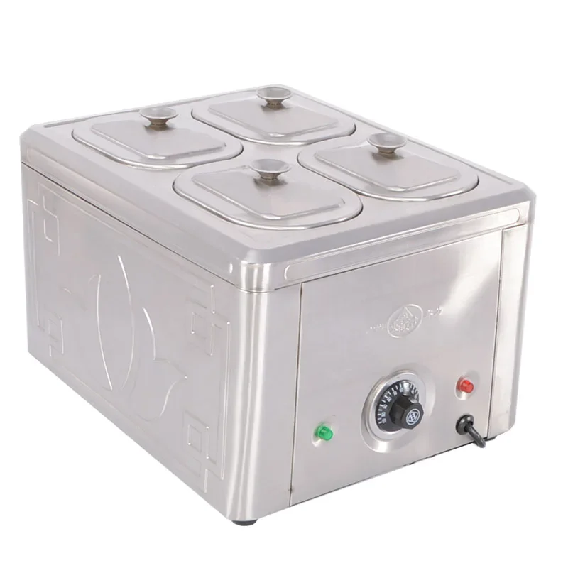 

Stainless steel four-grid electric heating incubator, juice box 4 pots, fast food beef offal commercial constant waonstant tempe