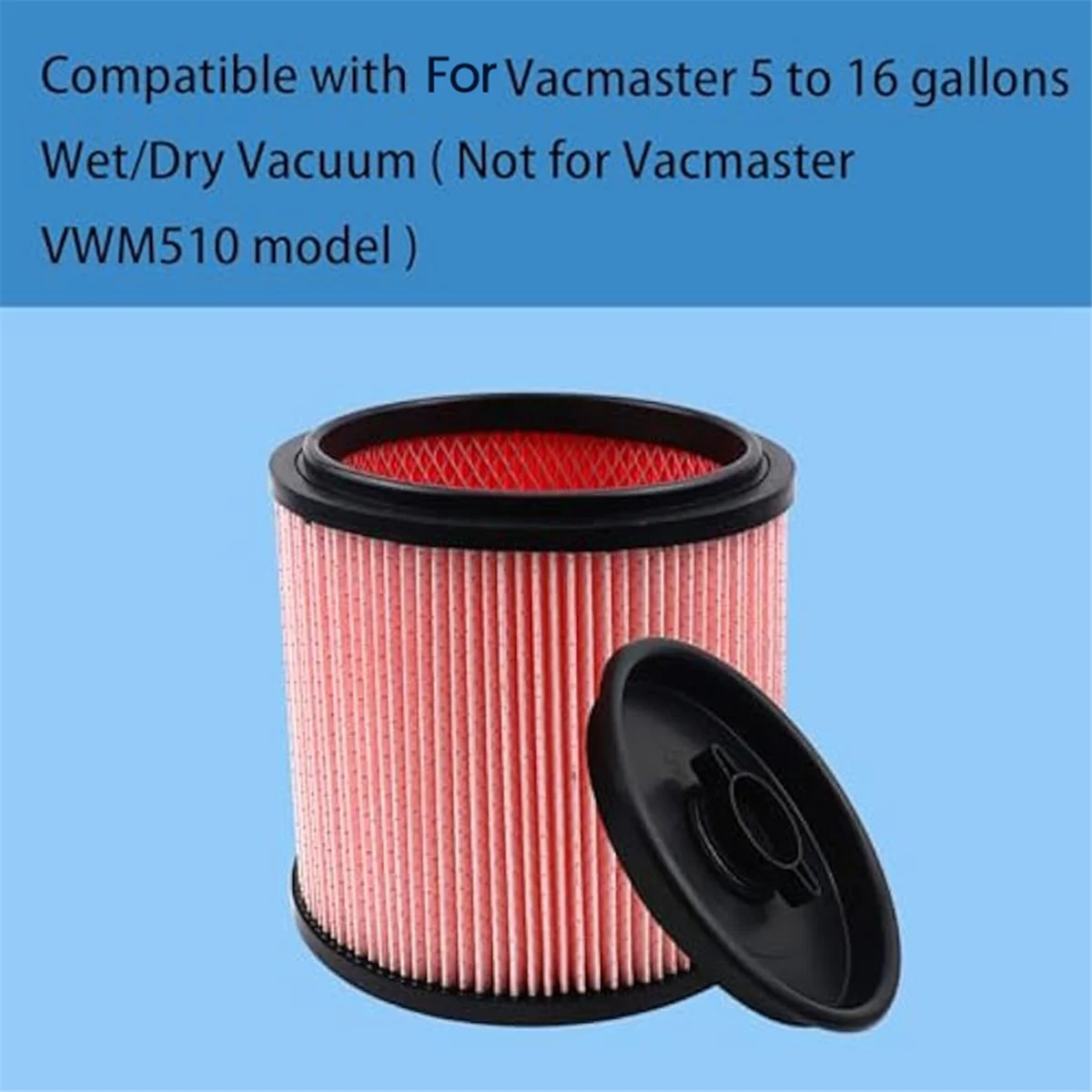 A74X HEPA Filter for Vacmaster Fine Dust Cartridge Filter & Retainer 5 to 20 Gallon Wet/Dry Vacs, VCFF