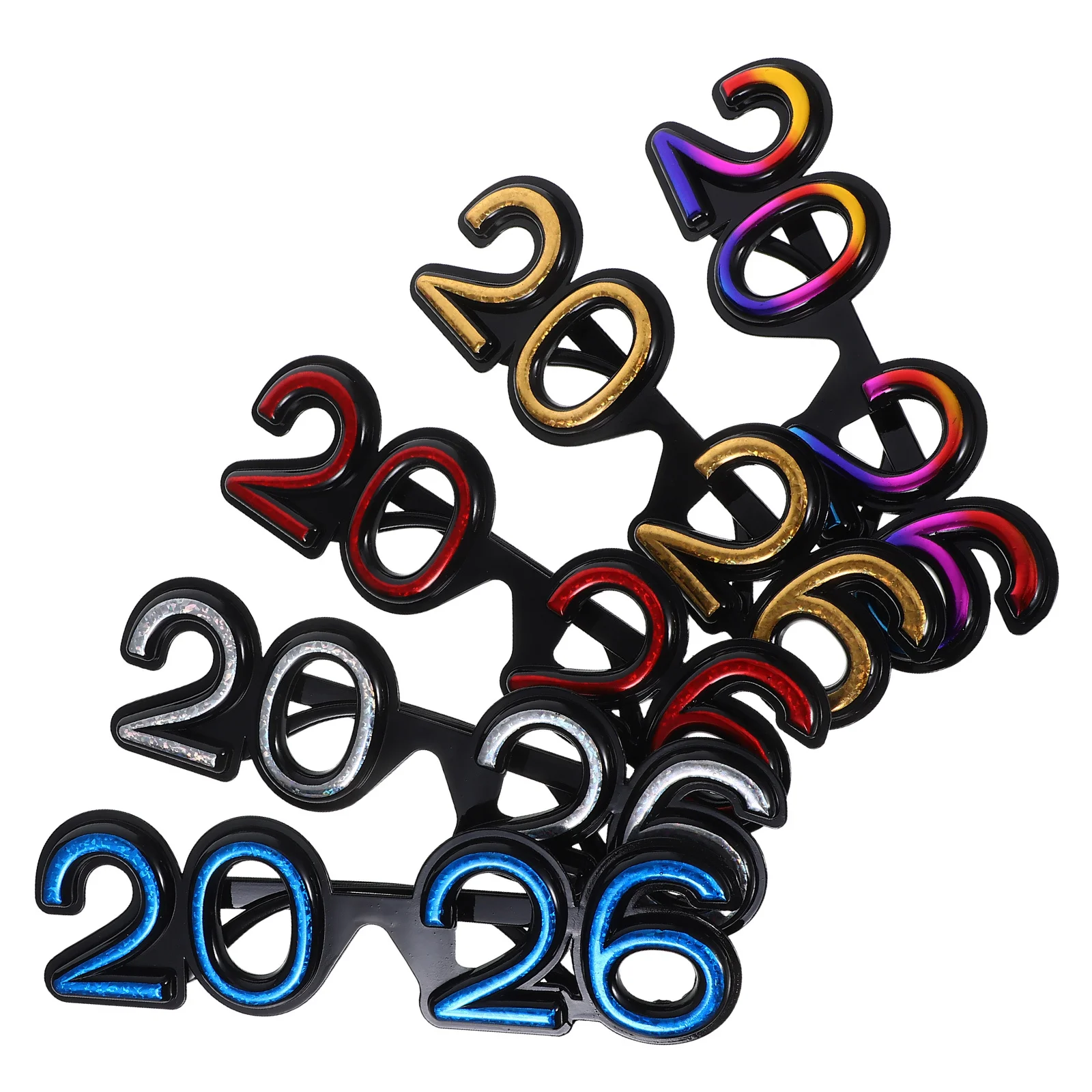 

5Pcs Happy New Year Glasses 2026 Party Number Eyeglasses Photo Booth Props New Years Eve Celebration Accessories