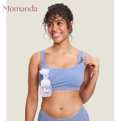 MOMANDA Women's Pumping Bra Hands Free All-in-One Nursing Sports Bras Wireless Maternity Bras for Breastfeeding