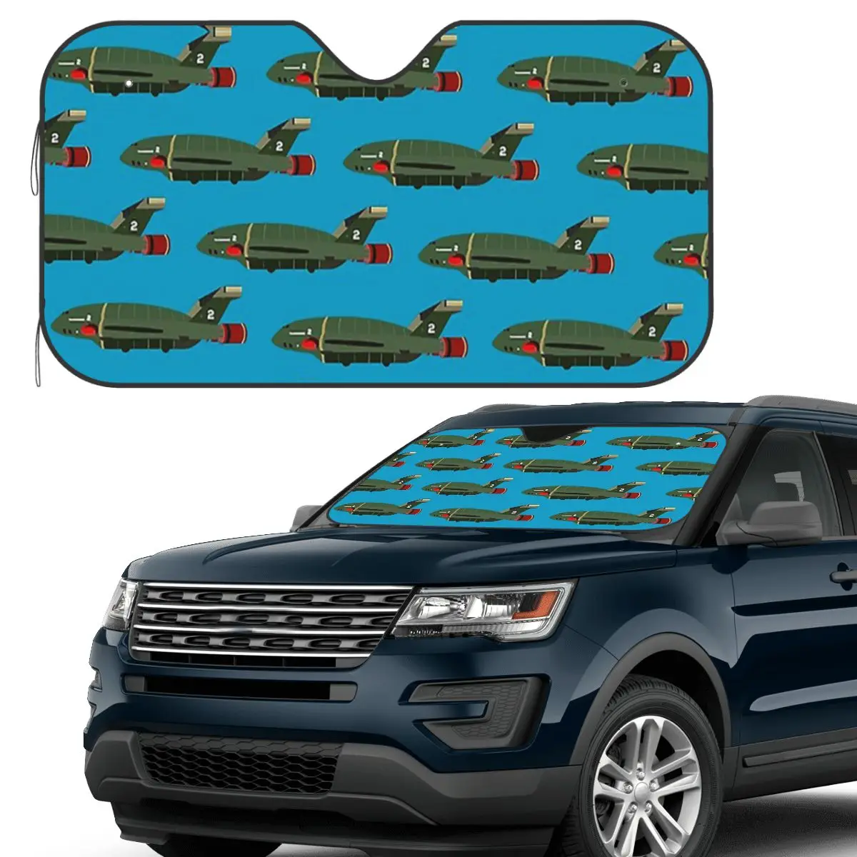 

Thunderbird 2 Aircraft Thunderbirds TV Original Series Virgil Tracy Sunshade Windscreen Car Front Windshield Window Sun Visor