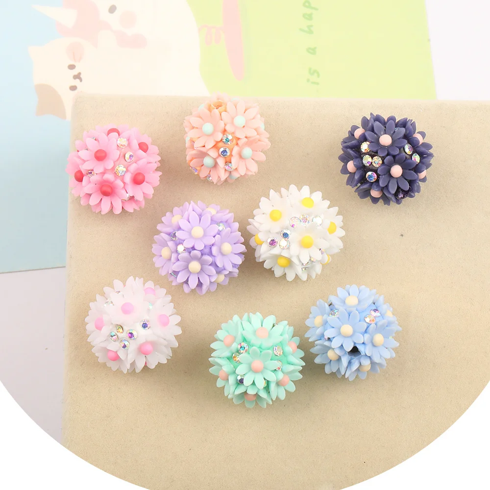 Cordial Design 50Pcs 20*20MM DIY Beads/Flower Shape/Rhinestone Effect/Polymer Clay Beads/Hand Made/Jewelry Accessories #16580