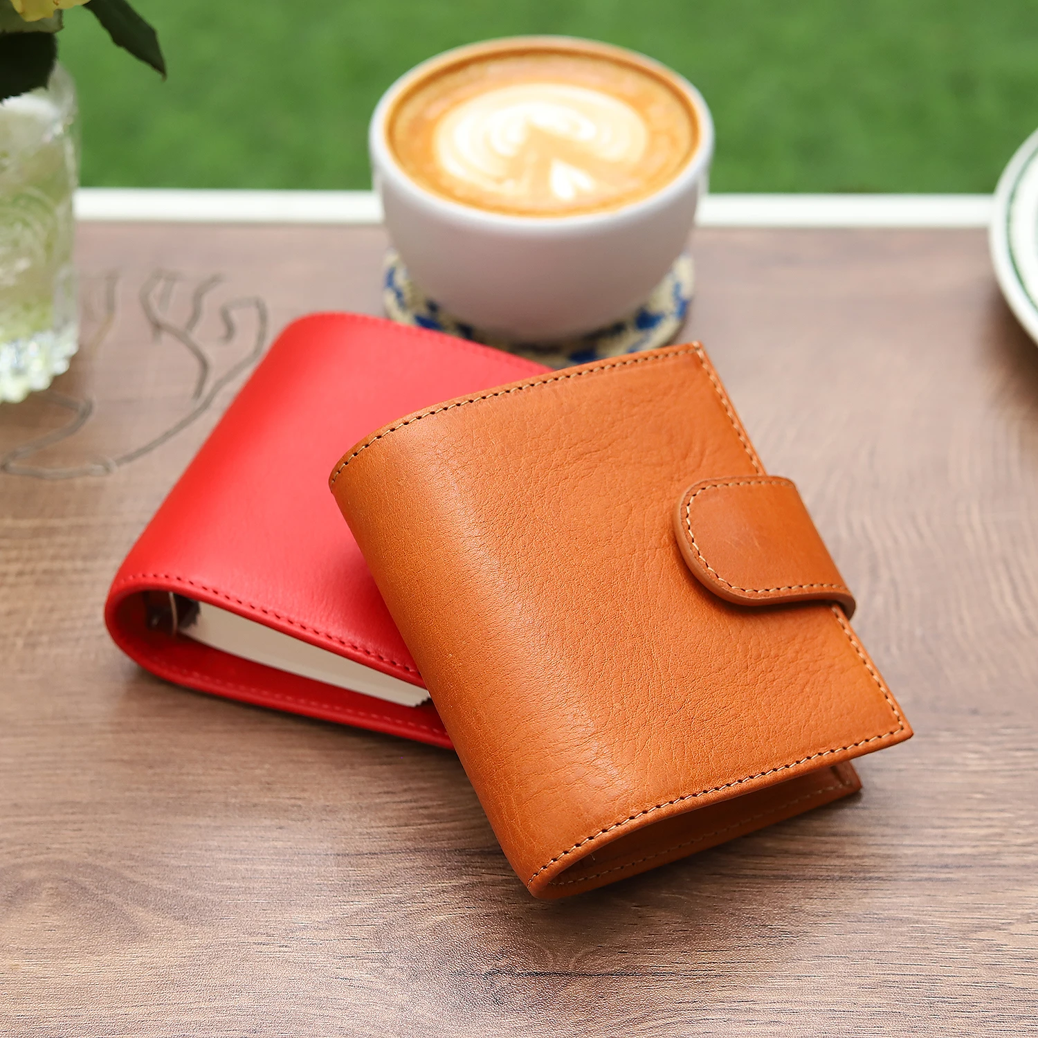 Moterm Full Grain Veg Tan Leather Regular A9 Size Rings Planner 3-hole Mini Ring Notebook with 19MM Ring Organizer Journey Diary