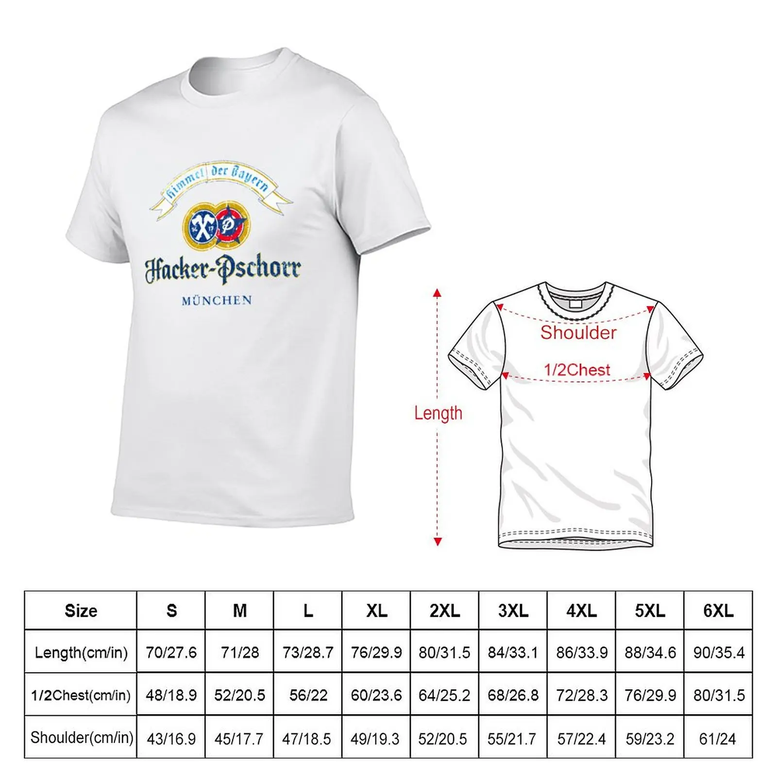 Hacker Pschorr - World Beer - Distressed T-Shirt Casual Simple Design Short Sleeve Shirt