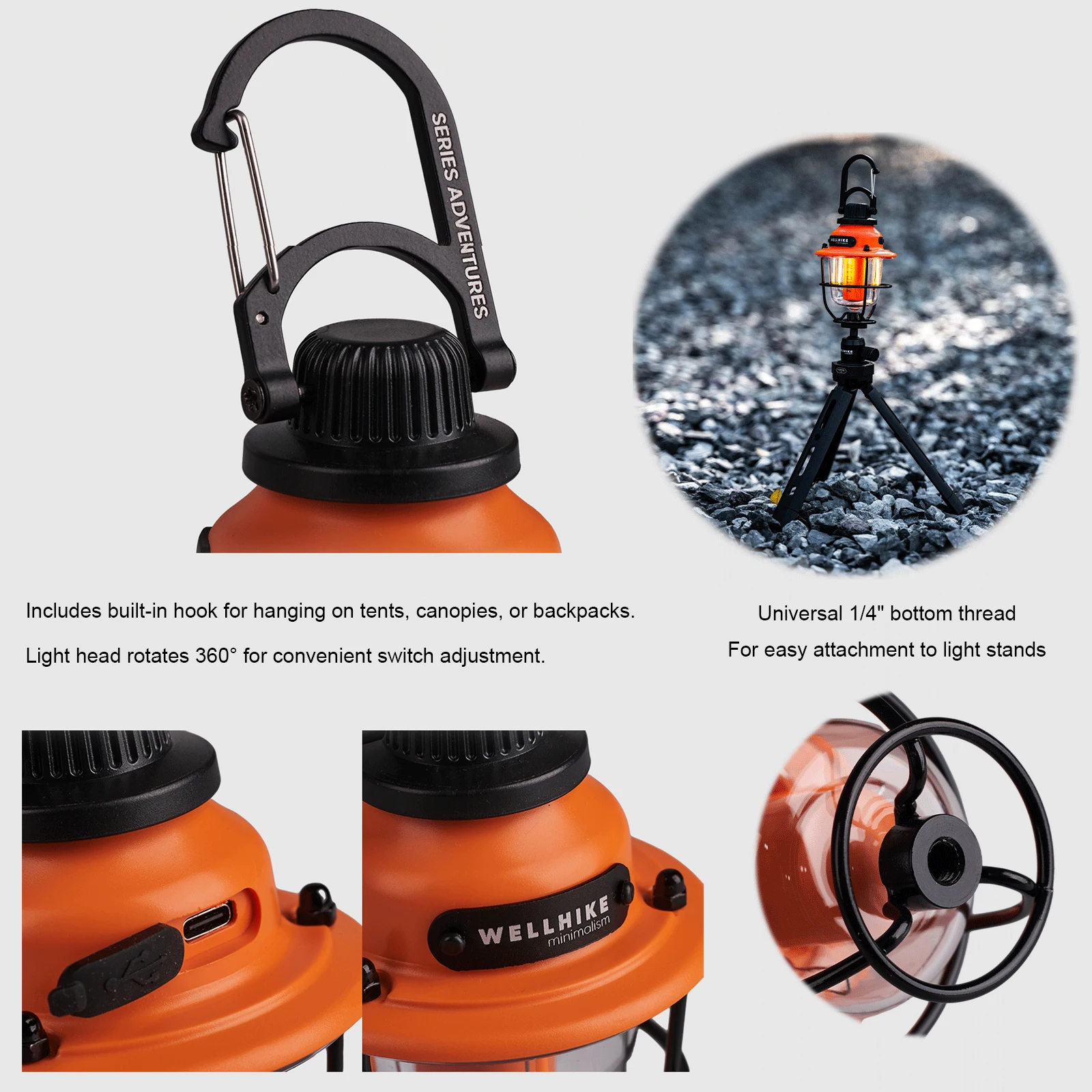 Outdoor Lighting Camping Lights withHook Long Life Locking Pinecone Light LED Multifunction Ambient Light Tent Canopy Flashlight view 5