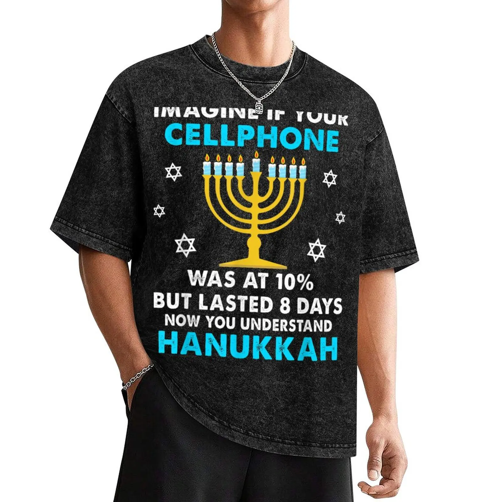 Funny Hanukkah Gifts Cellphone Chanukkah T-Shirt anime stuff new edition tees shirts men graphic