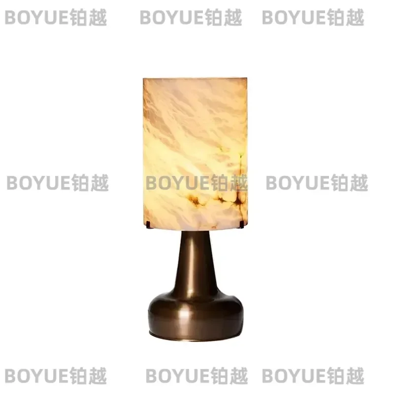 Medieval Spanish Marble Table Lamp Simple Bedside Light for Hotel Office Living Room Bedroom Decor Modern Nightstand Lighting