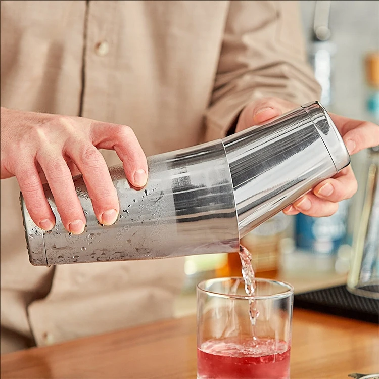 Boston 750/550 ml Cocktail Shaker With Recipe, Stainless Steel Mixer Bartender Bar Drinks 2 Piece Cocktail Shakers Bar Tools