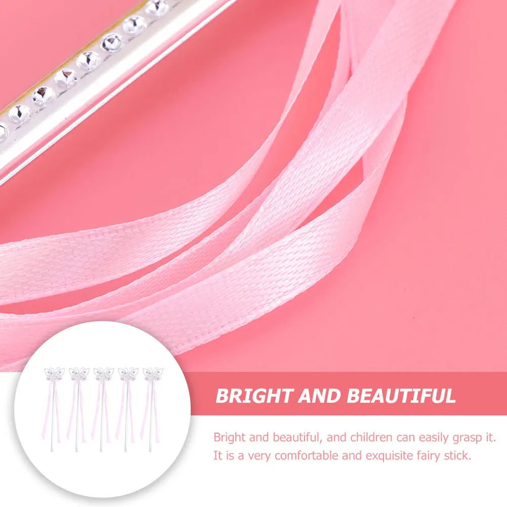 

5 Pcs Pink Butterfly Fairy Wands Adorable Child Party Favors Multifunction Cosplay Props Bright Easy Grasp Comfortable Eye