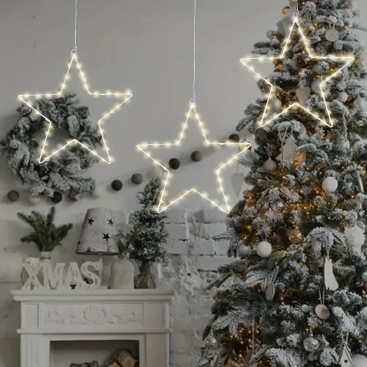 1/3 حزمة LED الحديد ستار أضواء عيد الميلاد بطارية تعمل بالطاقة مع جهاز التحكم عن بعد 8 طرق مصابيح للمنزل داخلي في الهواء الطلق عيد الميلاد الديكور #5