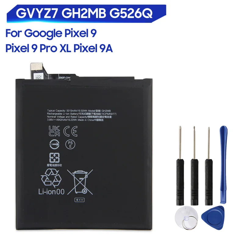 Batería de repuesto para Google Pixel 9A Pixel 9 Pro XL Pixel 9 G526Q GH2MB GVYZ7, baterías de teléfono recargables 5000mAh