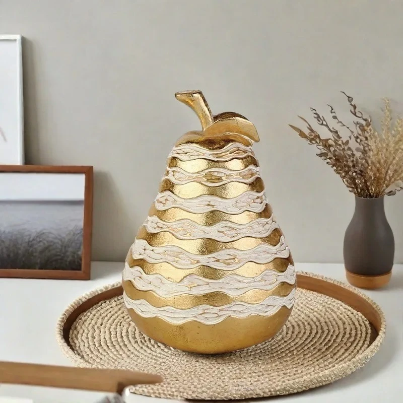 Creative Golden-plated Fruits Statue Apple/pear Ornaments Desk Decoration Resin Crafts Pineapple Sculpture Room Aesthetic Decor