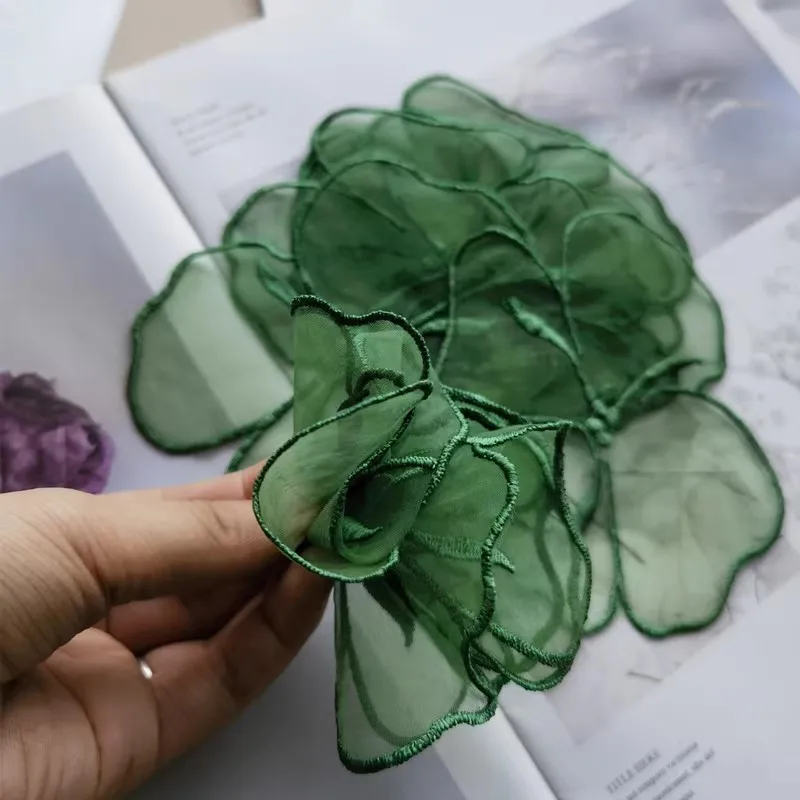 10piece set of organza embroidery flowers green embroidery flowers