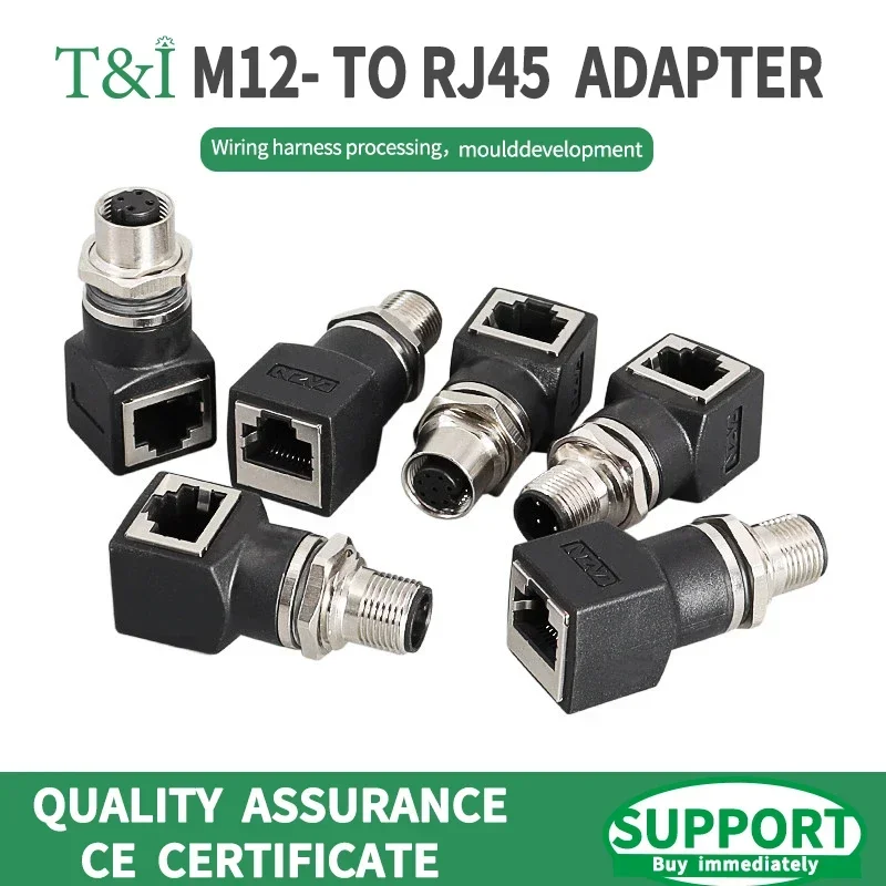 

1 Sets M12 4P D type 8 pins A type X type to RJ45 connector adapter network cable to M12 male and female socket