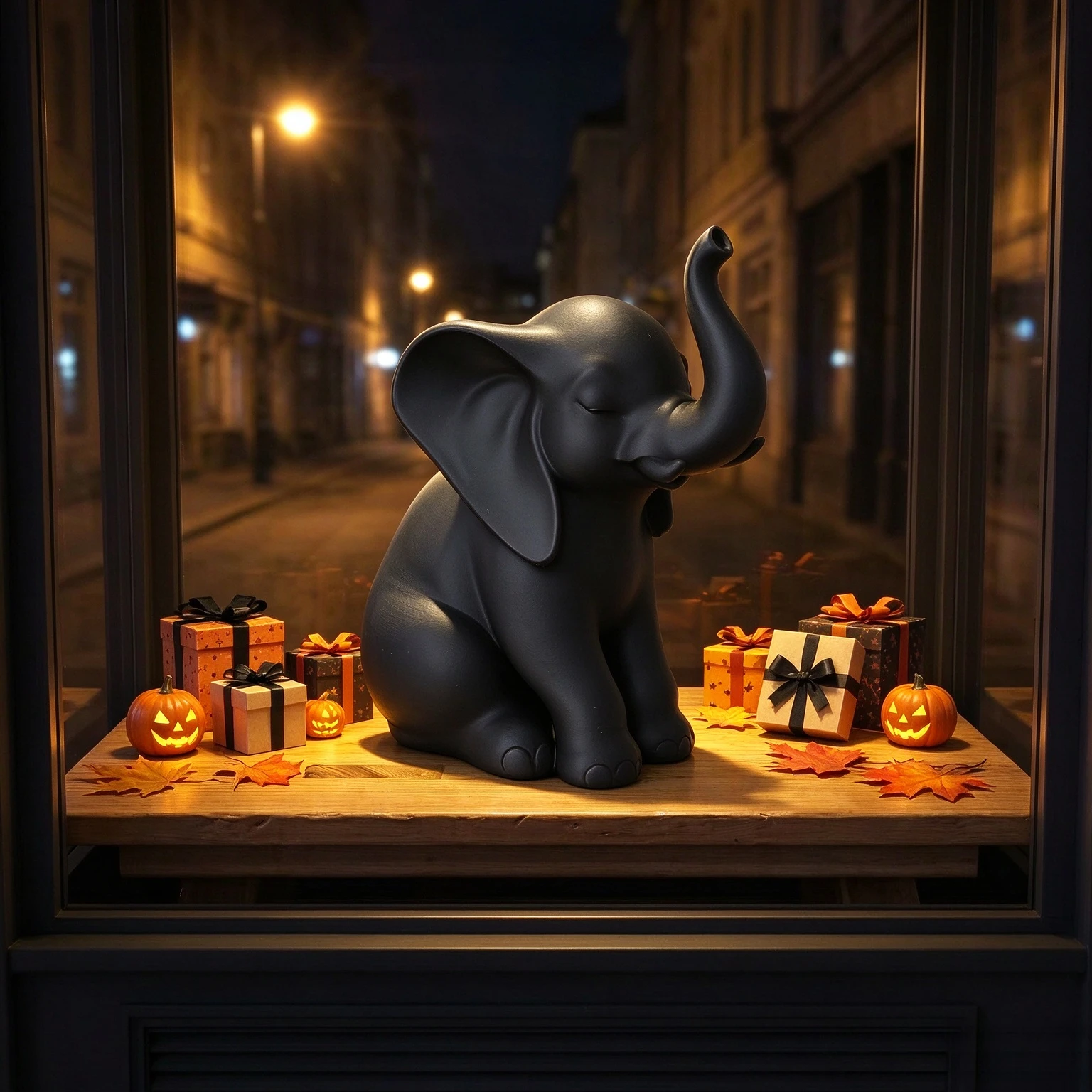 Resin Elephant Figurine Black Matte Elephant Statue Home Desktop Decor Ornament Modern Living Room Tabletop Decoration Gift