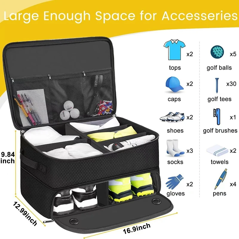 

Large Capacity Car Golf Storage Box, Multifunctional Trunk Organizer for Golf Gear & Shoes
