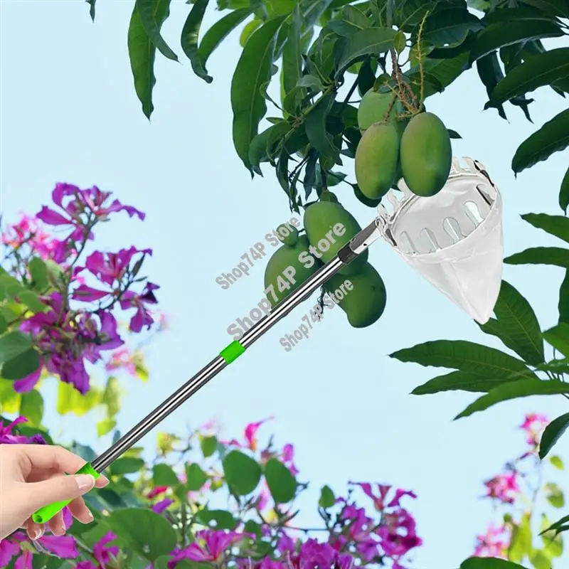 Fruit Picker Pole With Storage Bag 2.4M Telescopic High Tree Orchard Garden Lemon Picking Tools-A74P