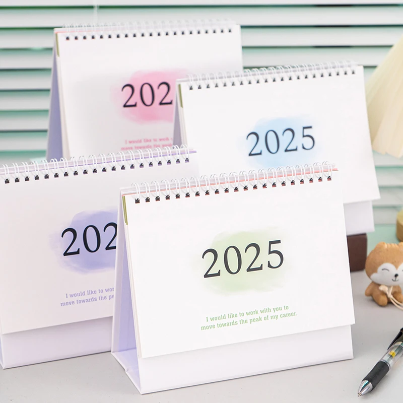 Calendario de escritorio en inglés 2024-2025, Mini calendario planificador de escritorio Simple, decoración de pie, adornos para el hogar, suministros escolares de oficina