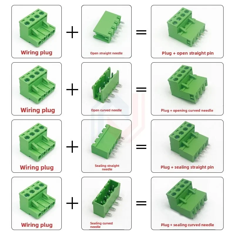 

2Sets 2EDG-5.08mm Plug-in PCB Terminal Block 5.08mm Pitch 2P3P4P5P6P7P8P9P10P12P-24P Connector Straight/Elbow Pin Seat + Plug