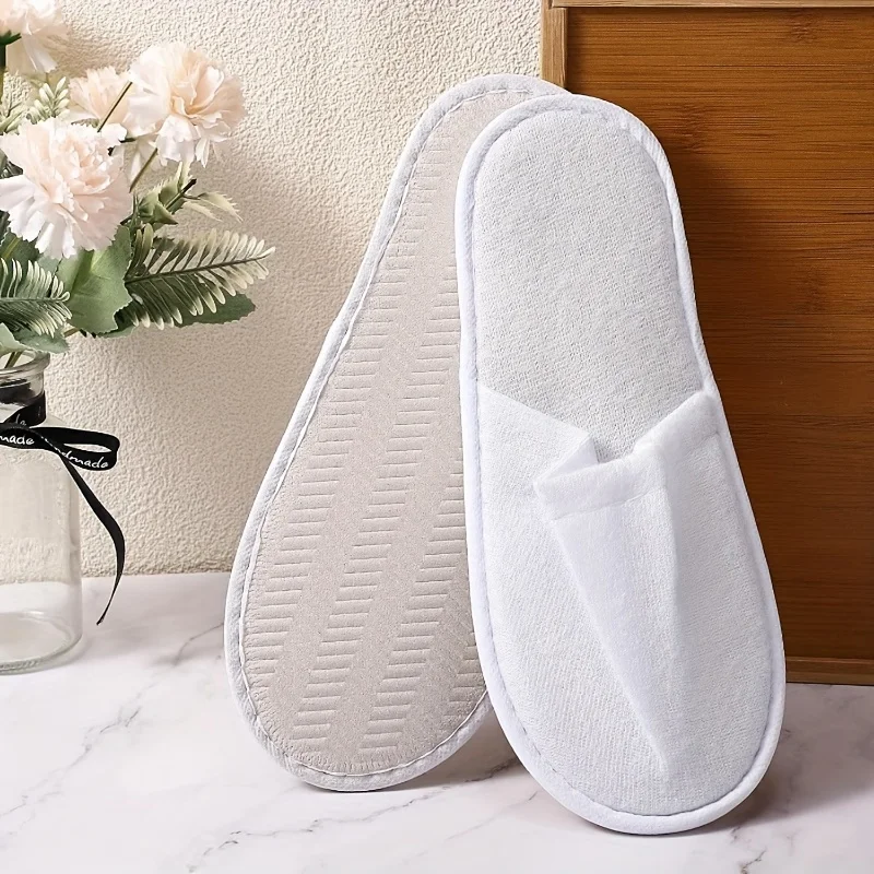 10 pares de zapatillas desechables para spa de viaje en hotel para invitados, zapatillas a granel de un solo uso, zapatillas de interior antideslizantes con punta cerrada, talla 42