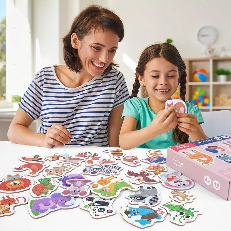 Wooden Puzzle Toy Colorful Cartoon Wood Puzzle Educational Memory Games Children 3 Years Intelligence Game Kids Learning Toys