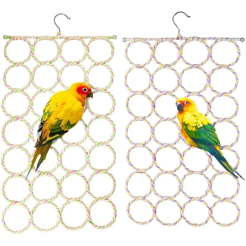 1pc Bird Climbing Net Parrot Swing Toys With Hooks Bird Supplies For Cockatoos Parakeets Lovebirds Pet Supplies (random Color)