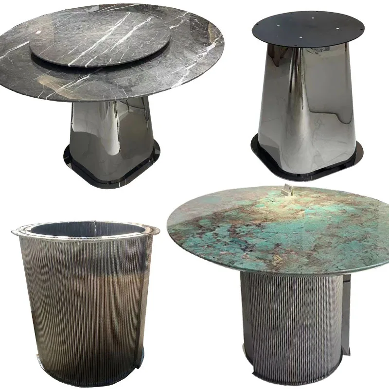 

Ножки для обеденного стола в стиле модерн, легкая роскошь, из нержавеющей стали, с мраморной столешницей, круглые, с креплением.