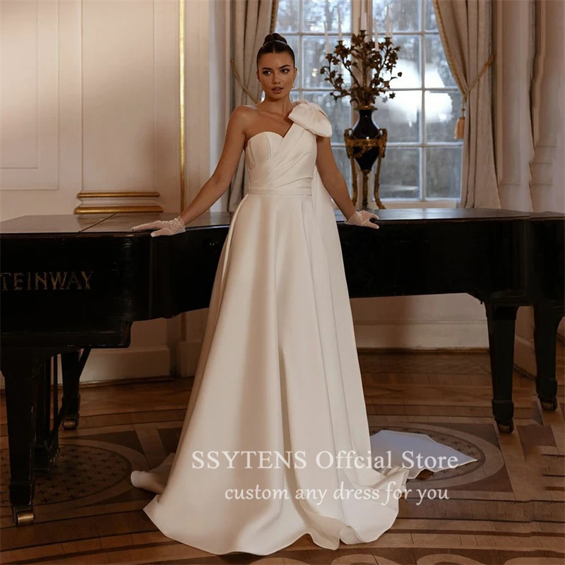 SSYTENS Charming A Line Wedding Dresses 2025 Simple Elegant Satin Custom Made Brides Wedding Party Dress Corset Bridal Dress