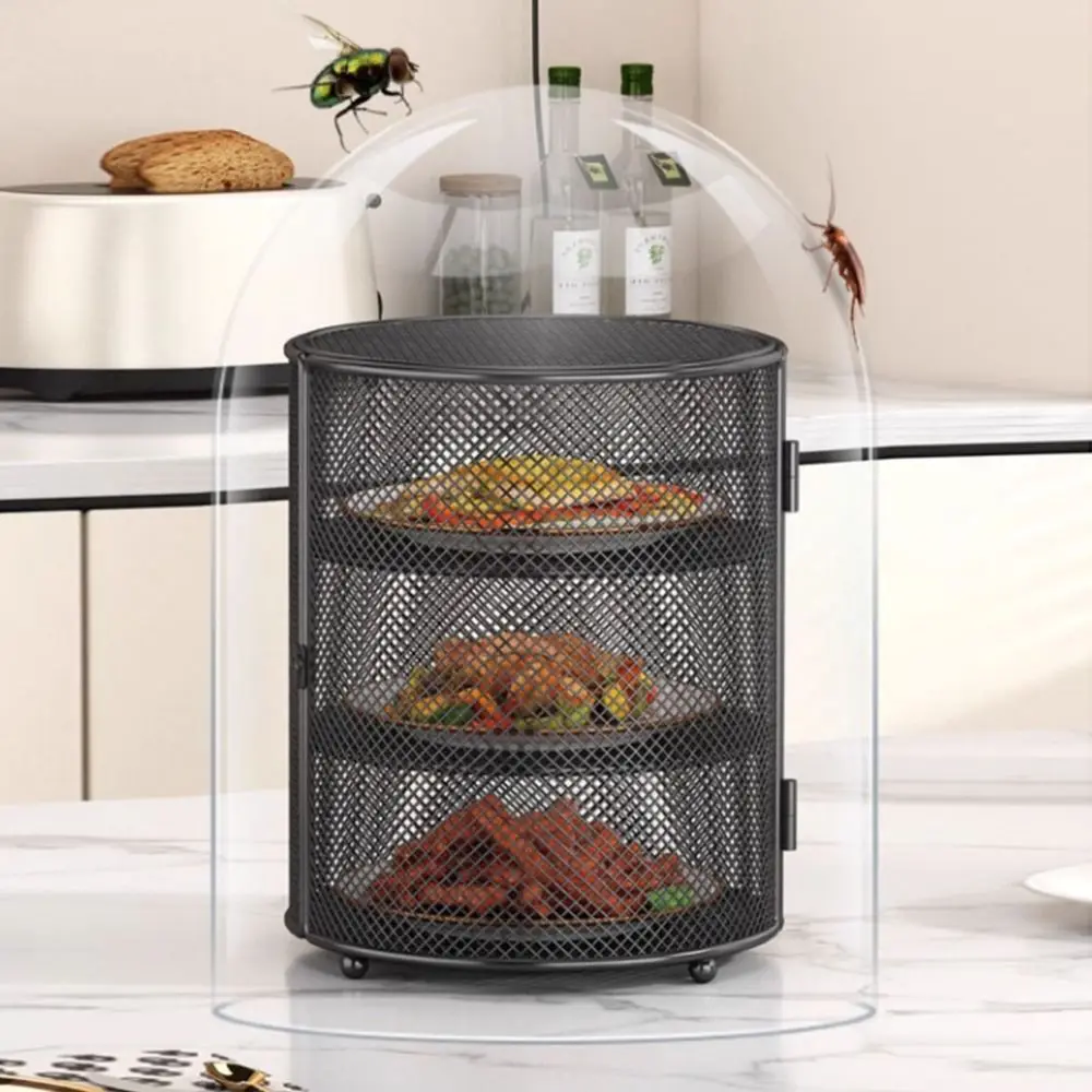 

Domestic Stackable Desktop Vegetable Cover round Mesh Kitchen Storage Rack Household Breathable Kitchen Food Cover Dining Table