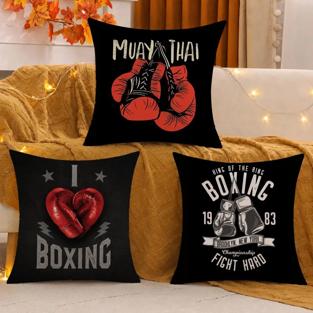 Boxing Gloves Sport Cushion Cover Soft Plush Sofa Cushion Cover Double-Sided Printed Decorative Pillow Case Warm Home Gift