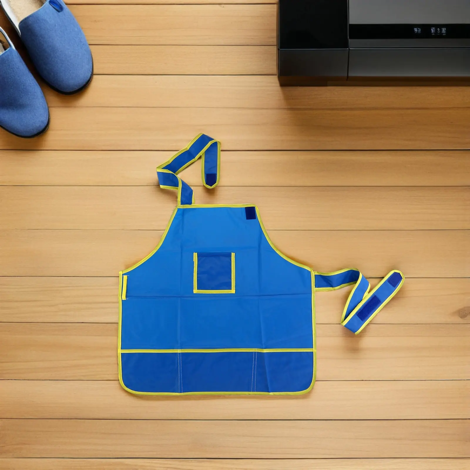 

Waterproof Children Painting Smock Apron Blue for Kids Ages 3-12 with 4 Pockets Holds Pens Paints Snacks Paper Towels Art Craft